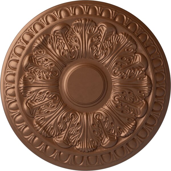 Ekena Millwork Colton Ceiling Medallion (Fits Canopies up to 4 3/4"), 15 3/4"OD x 1 1/2"P, Polished Copper CM15CNPOS - main